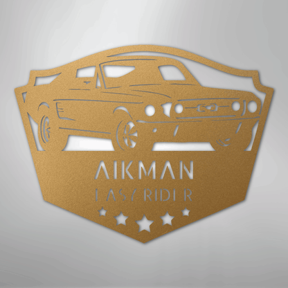 Steel Sign Gold / 12" Mustang Fastback Metal Sign – Personalized Classic Car Garage