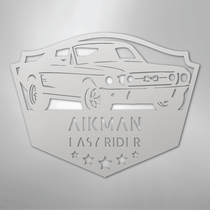 Steel Sign White / 12" Mustang Fastback Metal Sign – Personalized Classic Car Garage