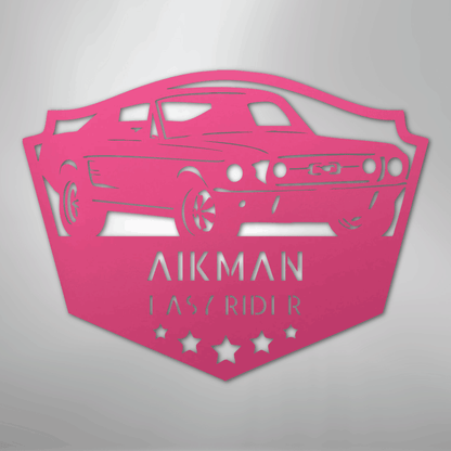 Steel Sign Pink / 24" Mustang Fastback Metal Sign – Personalized Classic Car Garage