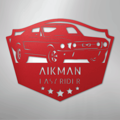 Steel Sign Red / 24" Mustang Fastback Metal Sign – Personalized Classic Car Garage