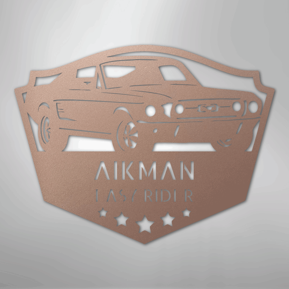 Steel Sign Rose / 24" Mustang Fastback Metal Sign – Personalized Classic Car Garage