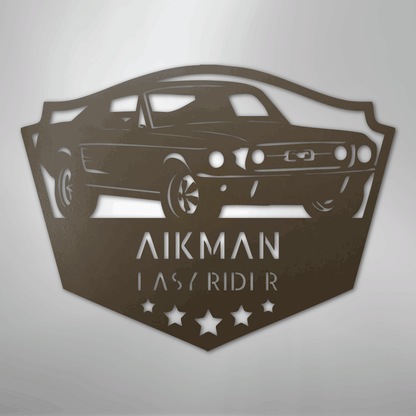 Steel Sign Stone / 24" Mustang Fastback Metal Sign – Personalized Classic Car Garage