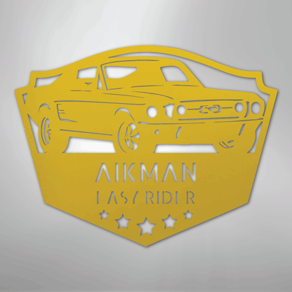 Steel Sign Yellow / 24" Mustang Fastback Metal Sign – Personalized Classic Car Garage