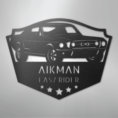 Steel Sign Black / 12" Mustang Fastback Metal Sign – Personalized Classic Car Garage