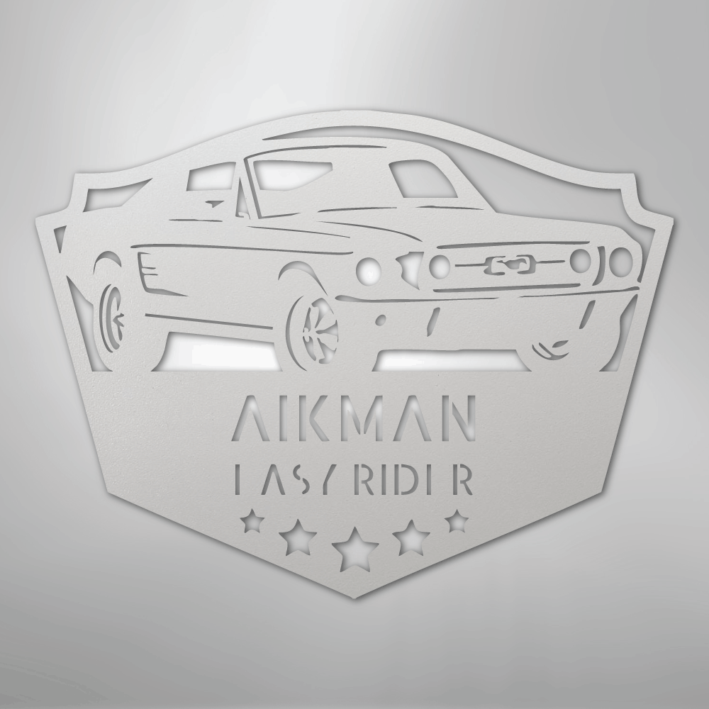 Steel Sign White / 12" Mustang Fastback Metal Sign – Personalized Classic Car Garage