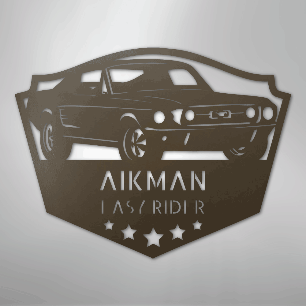 Steel Sign Stone / 24" Mustang Fastback Metal Sign – Personalized Classic Car Garage