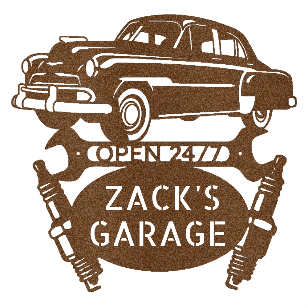 Steel Sign Copper / 12 Personalized 1951 Chevy Bel Air garage metal sign.