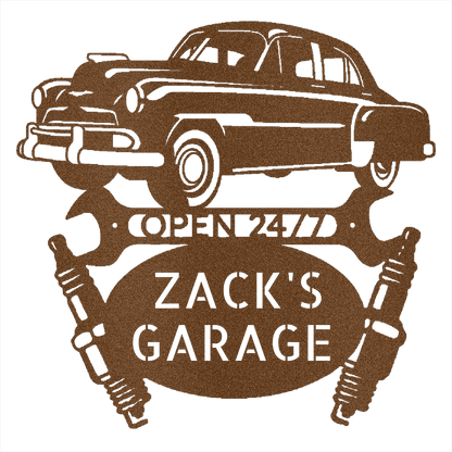 Steel Sign Copper / 12 Personalized 1951 Chevy Bel Air garage metal sign.