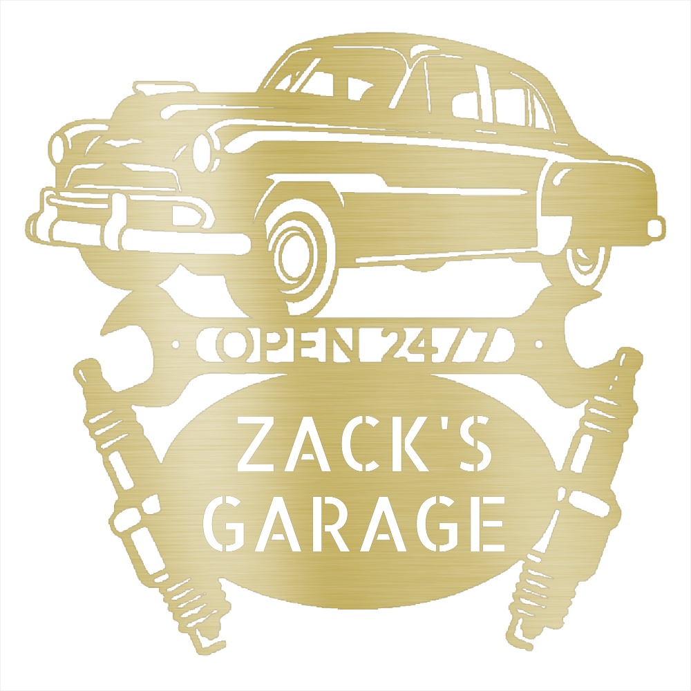 Steel Sign Gold / 12 Personalized 1951 Chevy Bel Air garage metal sign.