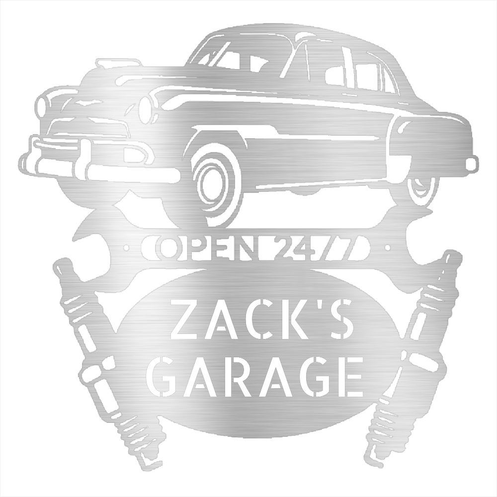 Steel Sign Silver / 12 Personalized 1951 Chevy Bel Air garage metal sign.