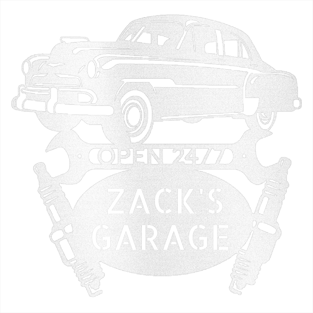 Steel Sign White / 12 Personalized 1951 Chevy Bel Air garage metal sign.