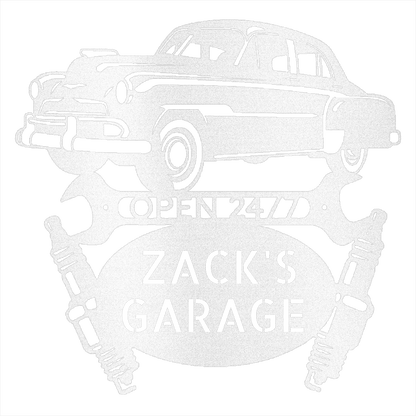 Steel Sign White / 12 Personalized 1951 Chevy Bel Air garage metal sign.