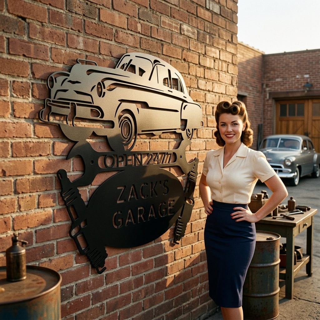 Steel Sign Personalized 1951 Chevy Bel Air garage metal sign.