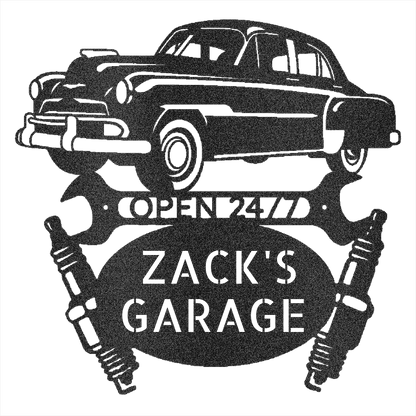 Steel Sign Personalized 1951 Chevy Bel Air garage metal sign.