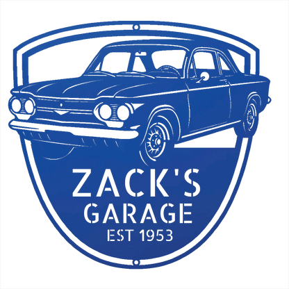 Steel Sign Blue / 12 Personalized 1963 Chevrolet Corvair Metal Garage Sign