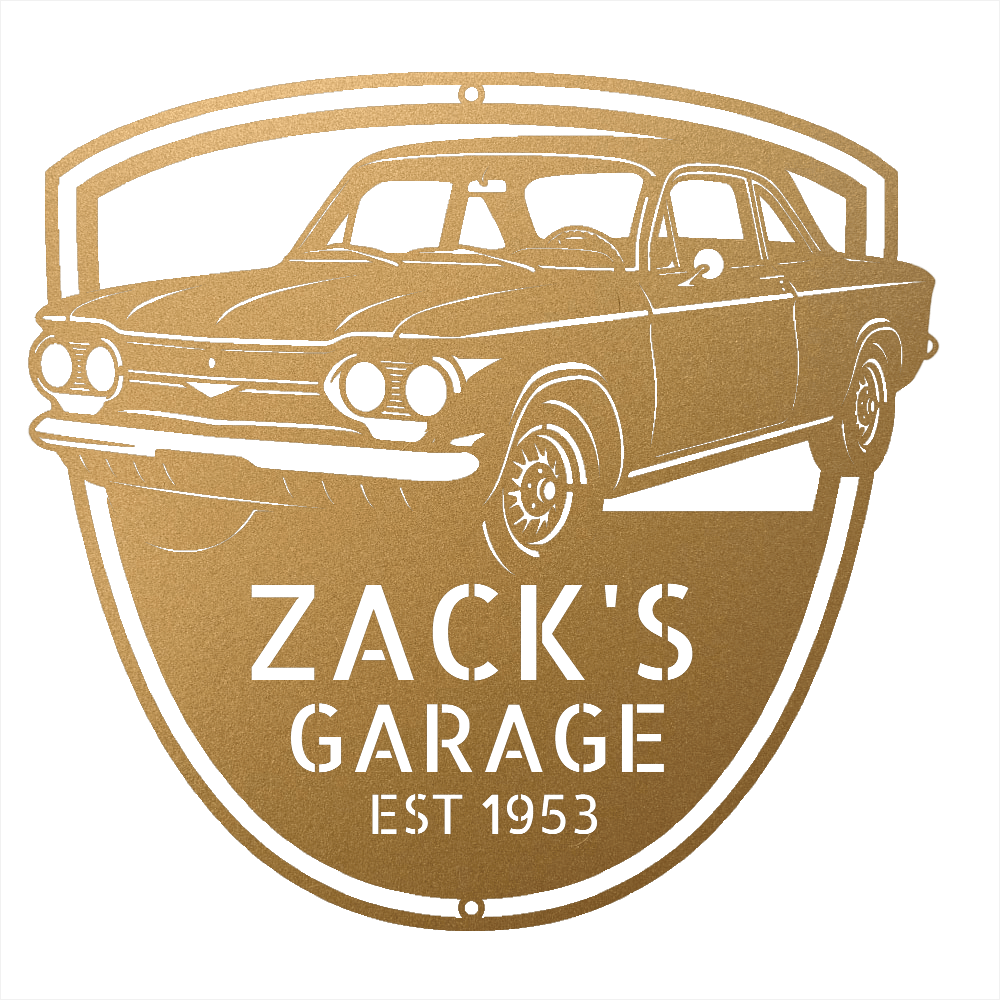 Steel Sign Gold / 12 Personalized 1963 Chevrolet Corvair Metal Garage Sign