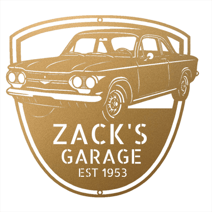 Steel Sign Gold / 12 Personalized 1963 Chevrolet Corvair Metal Garage Sign
