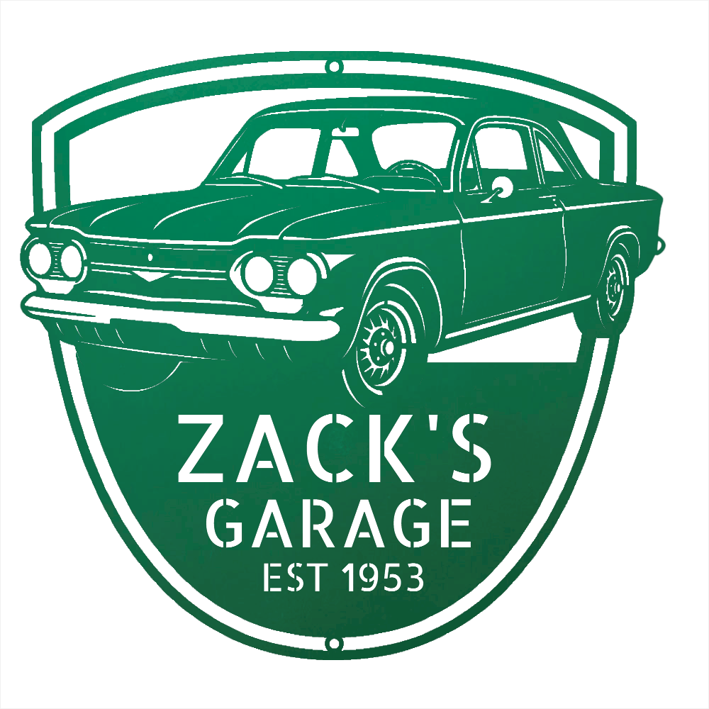 Steel Sign Green / 12 Personalized 1963 Chevrolet Corvair Metal Garage Sign