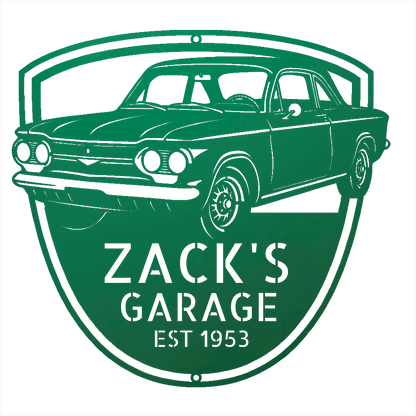 Steel Sign Green / 12 Personalized 1963 Chevrolet Corvair Metal Garage Sign