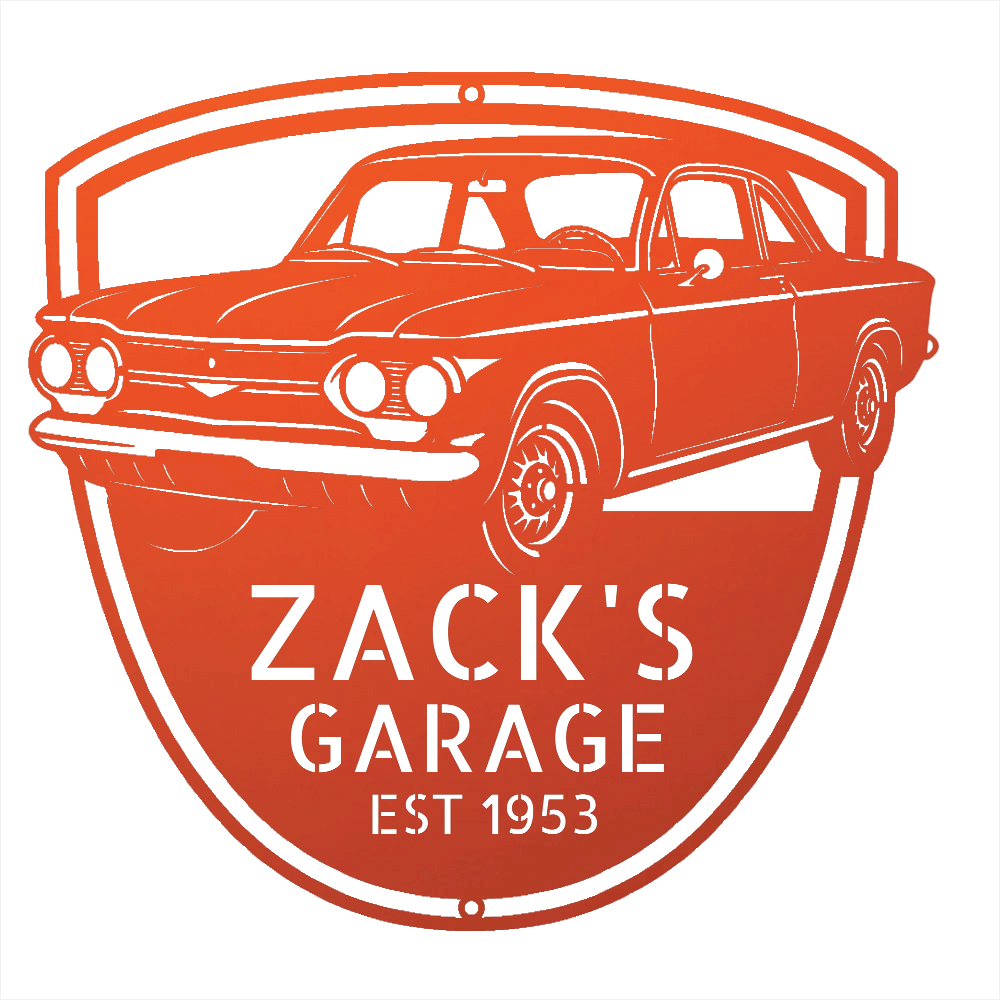 Steel Sign Orange / 12 Personalized 1963 Chevrolet Corvair Metal Garage Sign