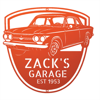 Steel Sign Orange / 12 Personalized 1963 Chevrolet Corvair Metal Garage Sign