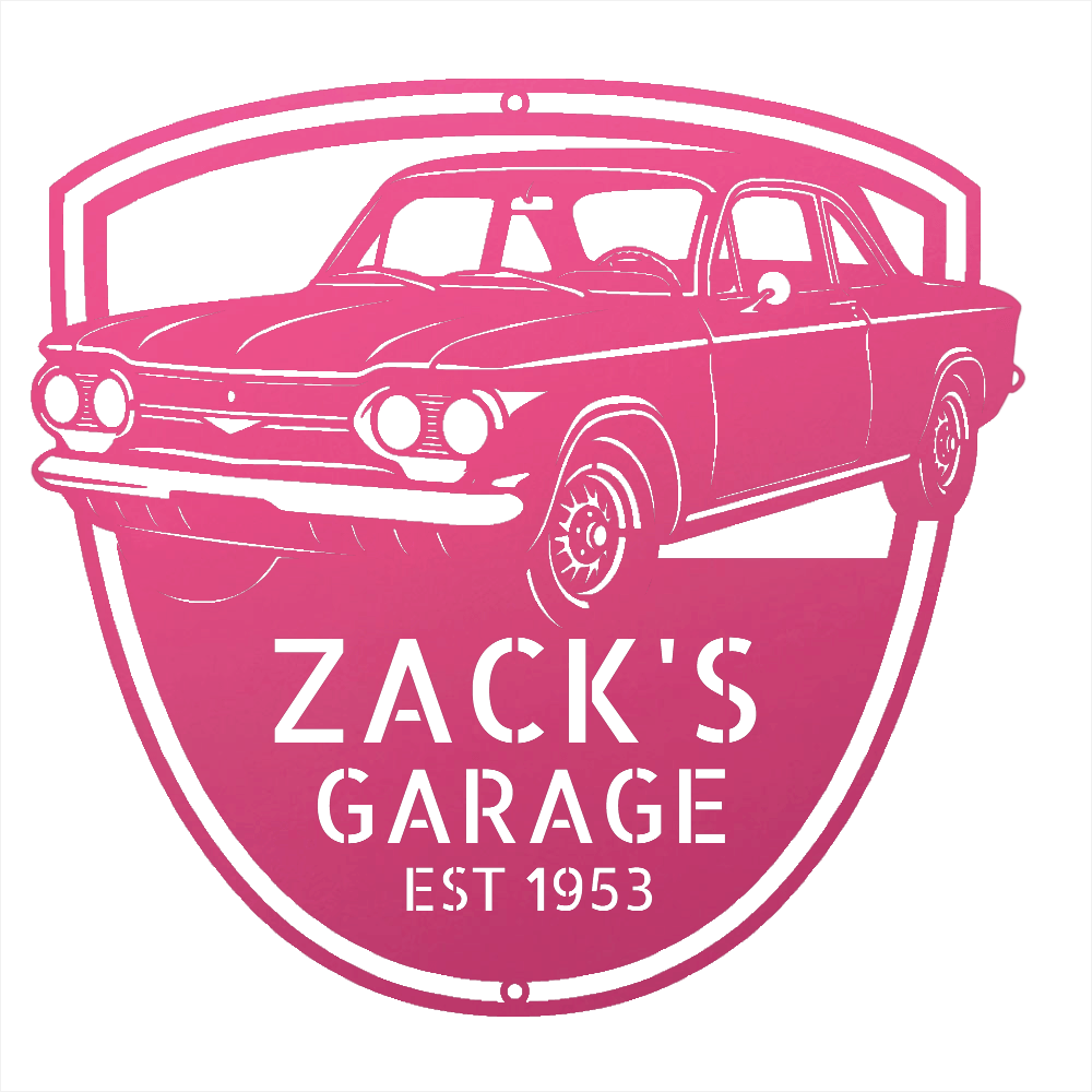 Steel Sign Pink / 12 Personalized 1963 Chevrolet Corvair Metal Garage Sign