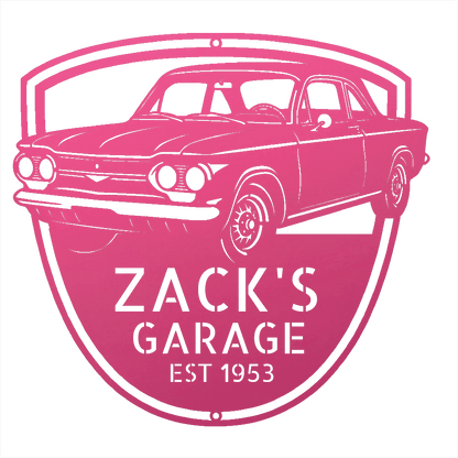 Steel Sign Pink / 12 Personalized 1963 Chevrolet Corvair Metal Garage Sign