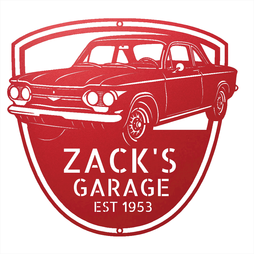 Steel Sign Red / 12 Personalized 1963 Chevrolet Corvair Metal Garage Sign