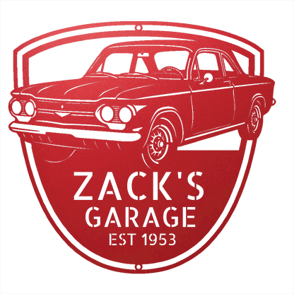 Steel Sign Red / 12 Personalized 1963 Chevrolet Corvair Metal Garage Sign