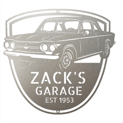 Steel Sign Silver / 12 Personalized 1963 Chevrolet Corvair Metal Garage Sign