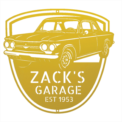 Steel Sign Yellow / 12 Personalized 1963 Chevrolet Corvair Metal Garage Sign