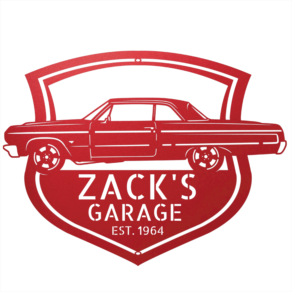 Steel Sign Red / 12 Personalized 1964 Impala Garage Sign | Side View Classic Car Metal Art