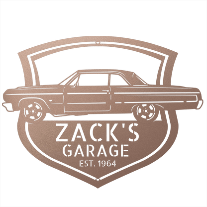 Steel Sign Rose / 12 Personalized 1964 Impala Garage Sign | Side View Classic Car Metal Art
