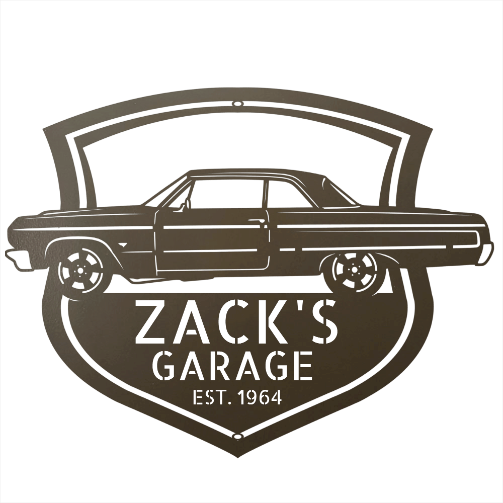 Steel Sign Stone / 12 Personalized 1964 Impala Garage Sign | Side View Classic Car Metal Art