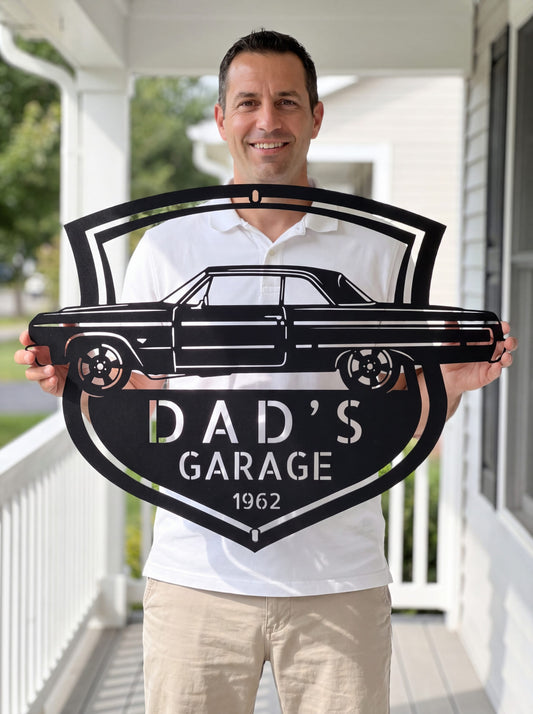 Steel Sign Personalized 1964 Impala Garage Sign | Side View Classic Car Metal Art