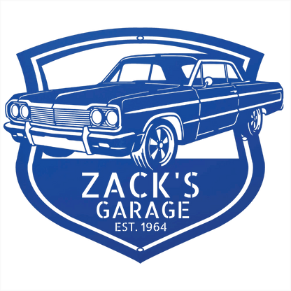 Steel Sign Blue / 12 Personalized 1964 Impala SS Garage Sign | Classic Car Metal Wall Art