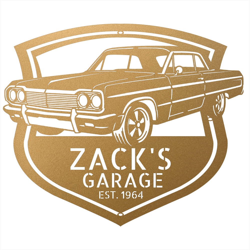 Steel Sign Gold / 12 Personalized 1964 Impala SS Garage Sign | Classic Car Metal Wall Art
