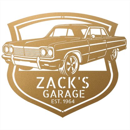 Steel Sign Gold / 12 Personalized 1964 Impala SS Garage Sign | Classic Car Metal Wall Art