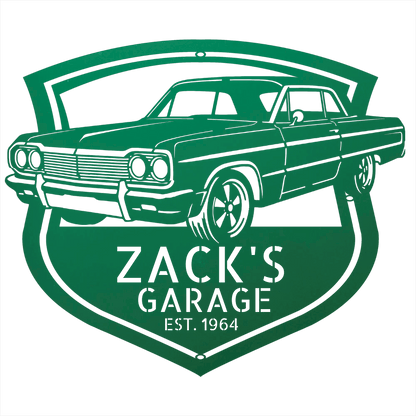 Steel Sign Green / 12 Personalized 1964 Impala SS Garage Sign | Classic Car Metal Wall Art