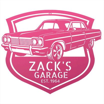 Steel Sign Pink / 12 Personalized 1964 Impala SS Garage Sign | Classic Car Metal Wall Art
