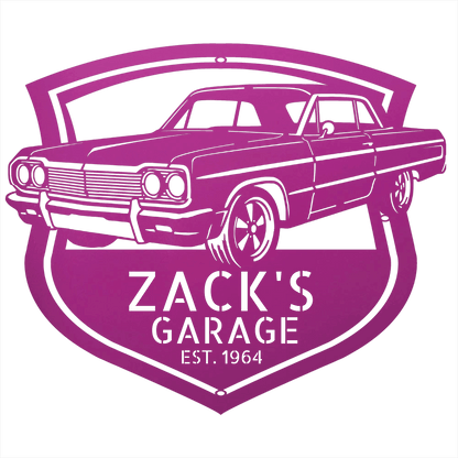 Steel Sign Purple / 12 Personalized 1964 Impala SS Garage Sign | Classic Car Metal Wall Art