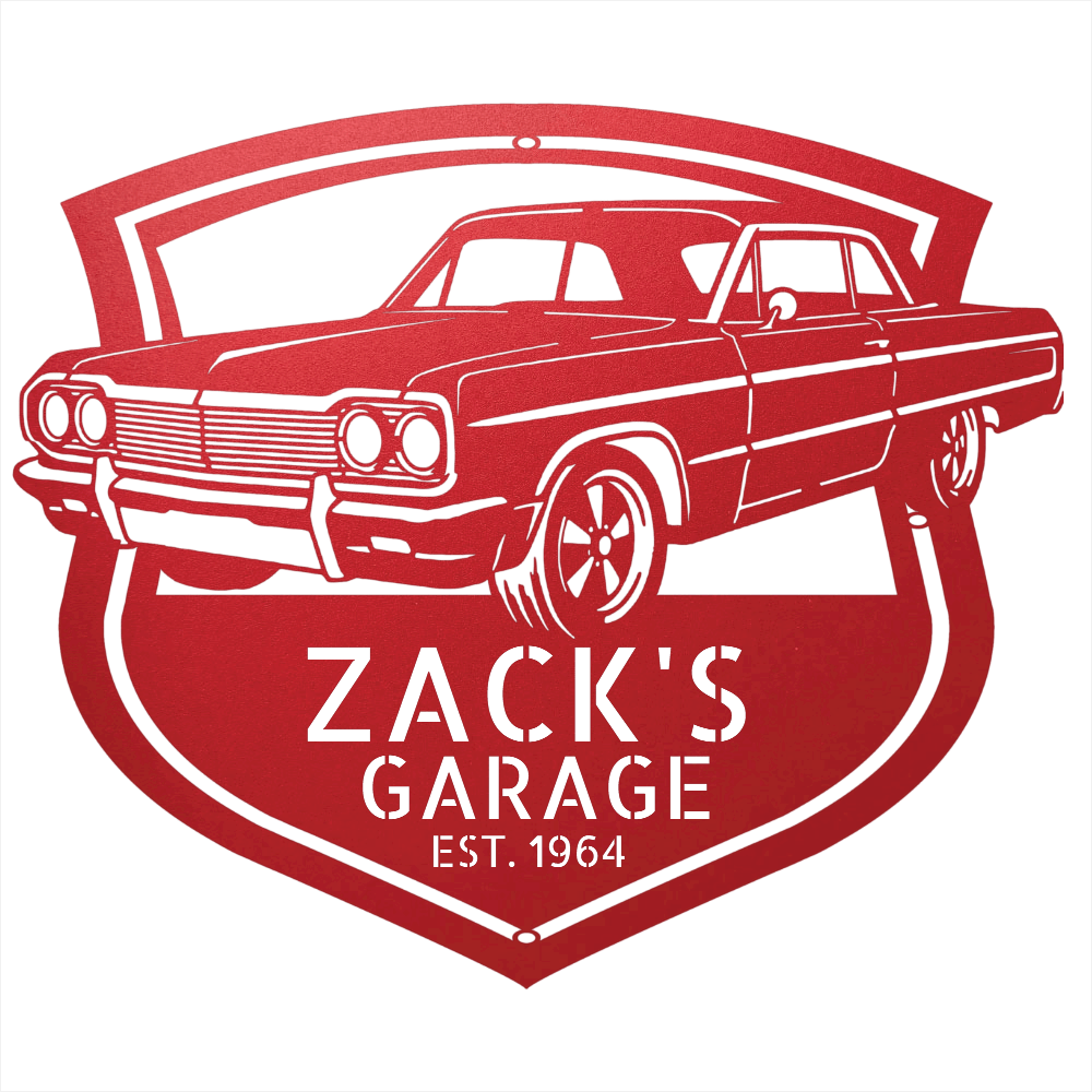 Steel Sign Red / 12 Personalized 1964 Impala SS Garage Sign | Classic Car Metal Wall Art