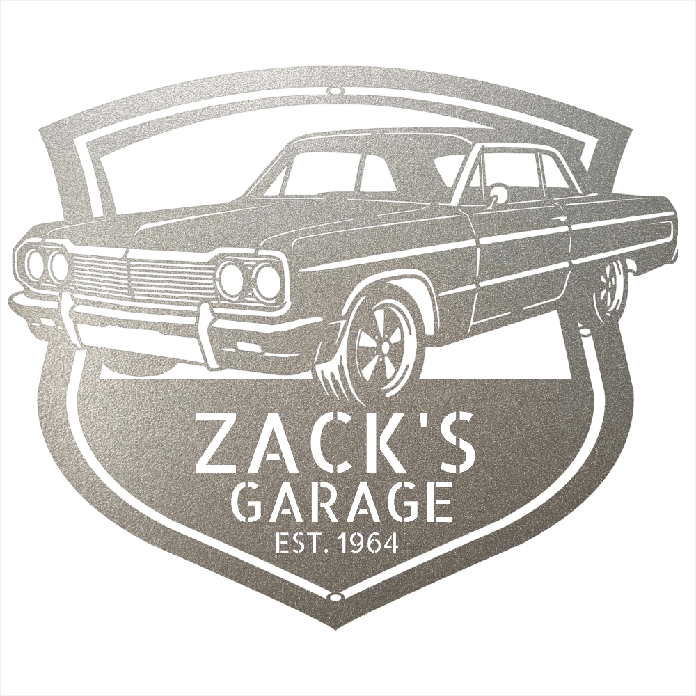 Steel Sign Silver / 12 Personalized 1964 Impala SS Garage Sign | Classic Car Metal Wall Art