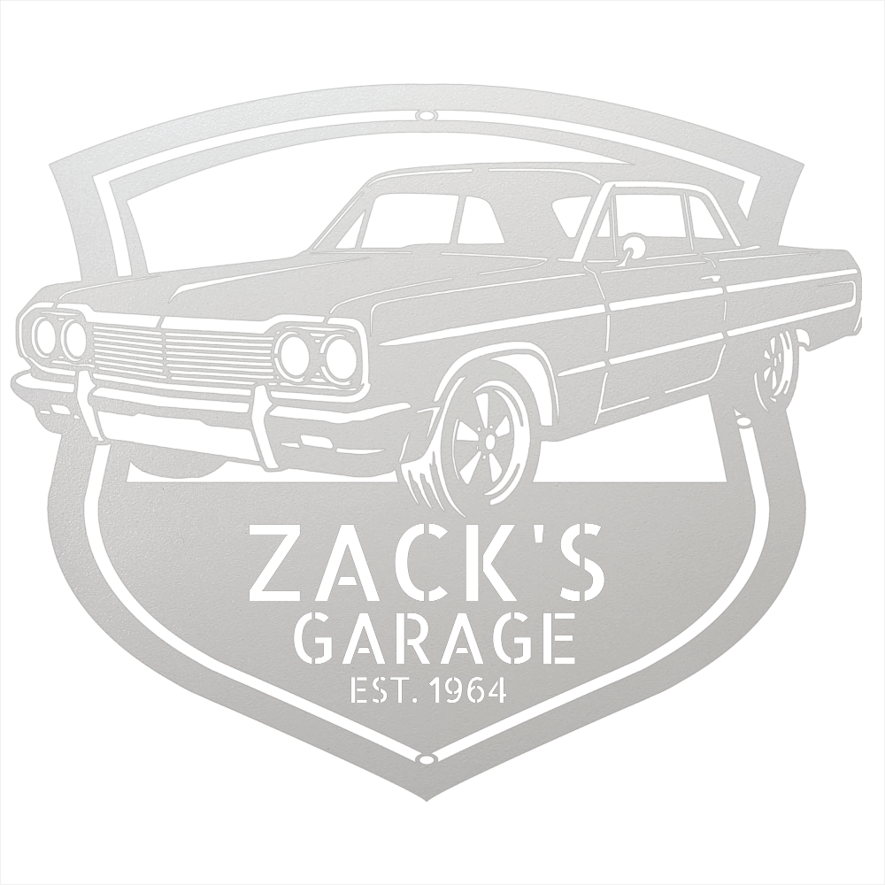 Steel Sign White / 12 Personalized 1964 Impala SS Garage Sign | Classic Car Metal Wall Art
