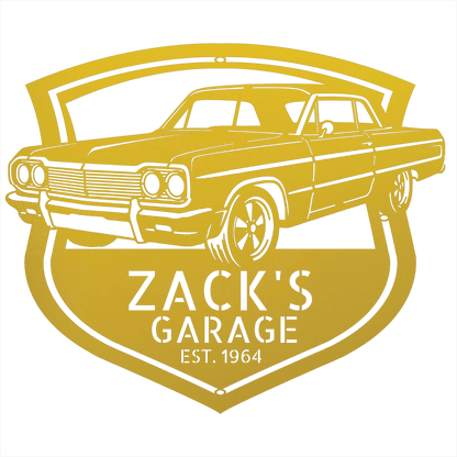 Steel Sign Yellow / 12 Personalized 1964 Impala SS Garage Sign | Classic Car Metal Wall Art
