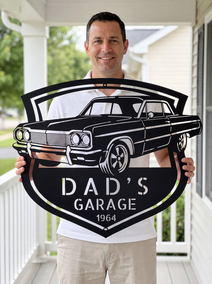 Steel Sign Personalized 1964 Impala SS Garage Sign | Classic Car Metal Wall Art