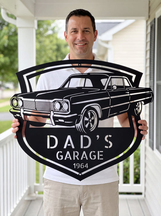 Steel Sign Personalized 1964 Impala SS Garage Sign | Classic Car Metal Wall Art