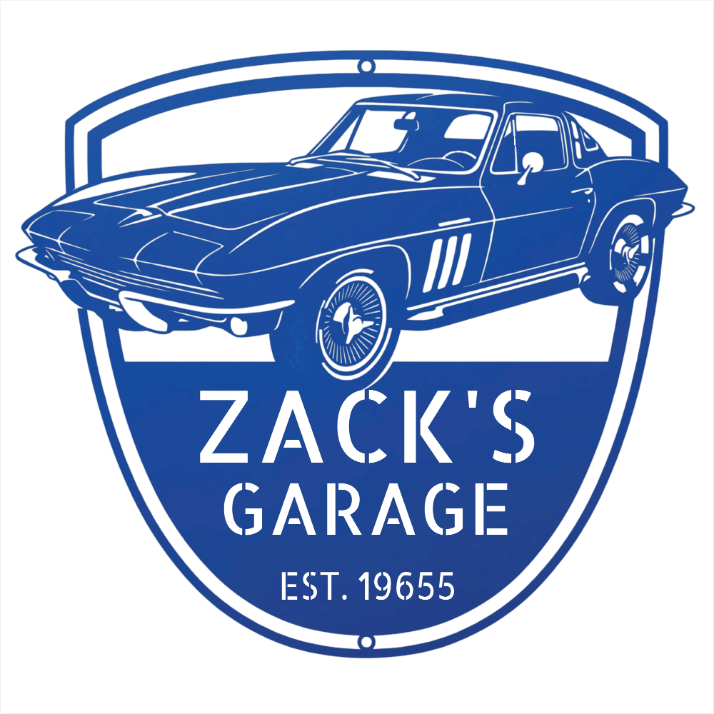 Steel Sign Blue / 12 Personalized 1965 Corvette Garage Sign | Classic Car Metal Wall Art