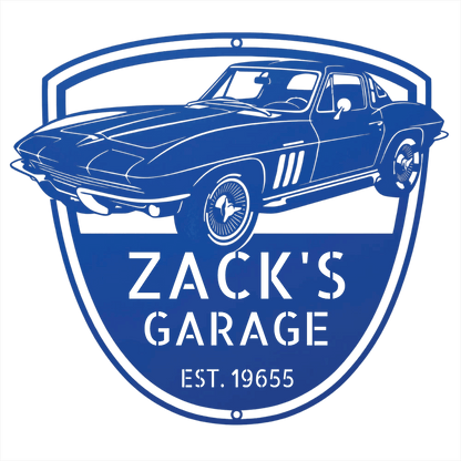 Steel Sign Blue / 12 Personalized 1965 Corvette Garage Sign | Classic Car Metal Wall Art
