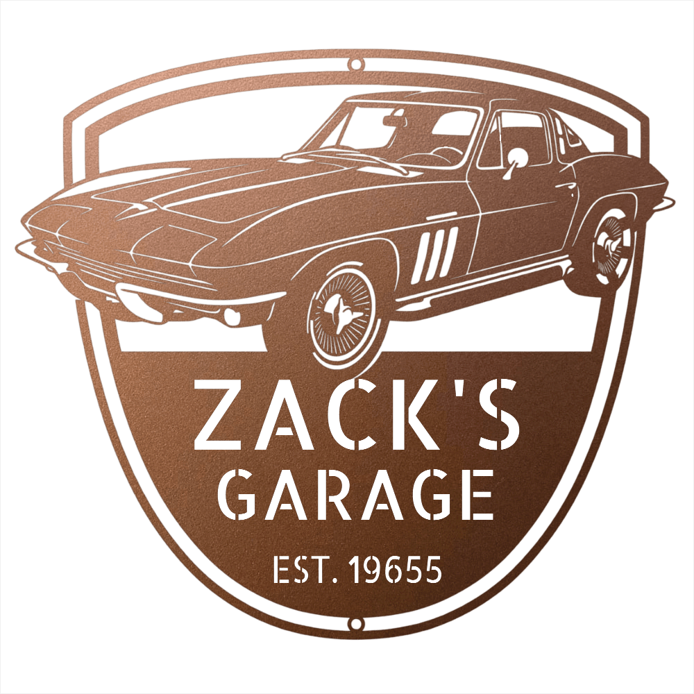 Steel Sign Copper / 12 Personalized 1965 Corvette Garage Sign | Classic Car Metal Wall Art